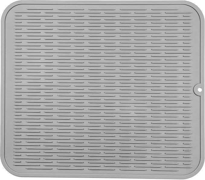 MicoYang Silicone Dish Drying Mat for Multiple Usage,Easy clean,Eco-friendly,Heat-resistant Silicone Mat for Kitchen Counter or Sink,Refrigerator or Drawer Liner Grey 2XL 24 inches x 18 inches