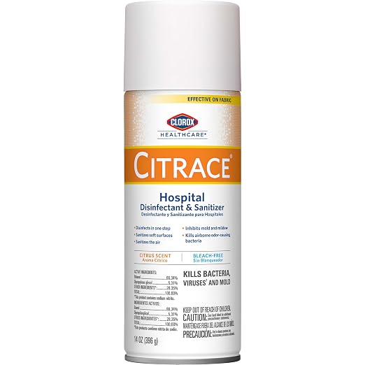 Clorox Healthcare Citrace Hospital Disinfectant and Sanitizer Aerosol Spray, Citrus, 14 Ounces (Package May Vary)