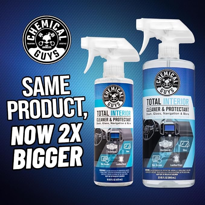 Chemical Guys, Total Interior Cleaner & Protectant, Leather & Vinyl, 32 oz | Cleans dashboards, seats, door panels, trim and glass in one step, leaving a fresh, streak-free, factory-style look