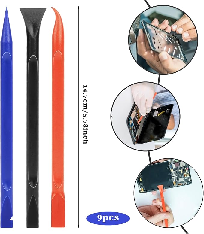Carbon Fiber Plastic Scraper, 9 PCS Small Scraper Tool Plastic Scraper Tool Multi-Purpose Scraper Pen-Shaped Scraper Tool Non-Scratch Cleaning Tool for Tight Spaces, Kitchen, Crevices, Food, Paint
