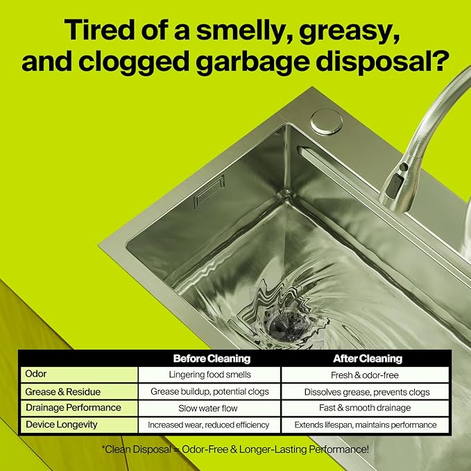 Garbage Disposal Cleaner and Deodorizer Tablets, 24 Pack, Foaming Kitchen Sink Drain Cleaner, Peach Scent, Helps Maintain a Clean Disposal