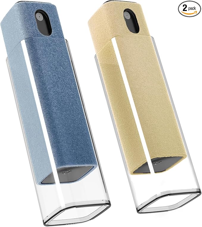 EVEO Car Screen Cleaner Spray and Wipe -2-in-1 iPhone Cleaner, iPad Screen Cleaner & Phone Screen Cleaner - Touchscreen Mist Cleaner for Laptop, Computer, MacBook and More - 2 Pack (Blue & Cream)