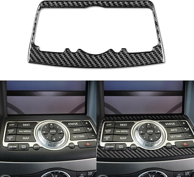 Real Carbon Fiber Trim for Infiniti Accessories | for G35 G37 G25 Q60 Q40 2007-2015 X S Sedan Coupe Convertible Navigation Control Switch Frame Interior Thick Overlay Decal