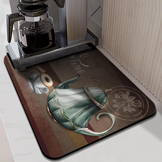 Coffee Mat 24inx18in,Coffee Bar Mat for Countertops,Absorbent Hide Stain Anti-Slip Coffee Bar Accessories Fit Under Coffee Machine Mat,dish drying mats for kitchen