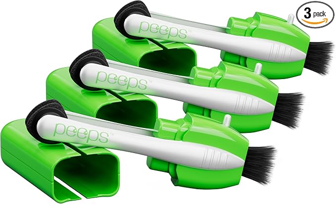 Peeps Glasses Cleaner - for Eyeglasses, Reading Glasses, and More - Lens Cleaner with Carbon Microfiber Tech-Injected Green-3 Count (Pack of 1)
