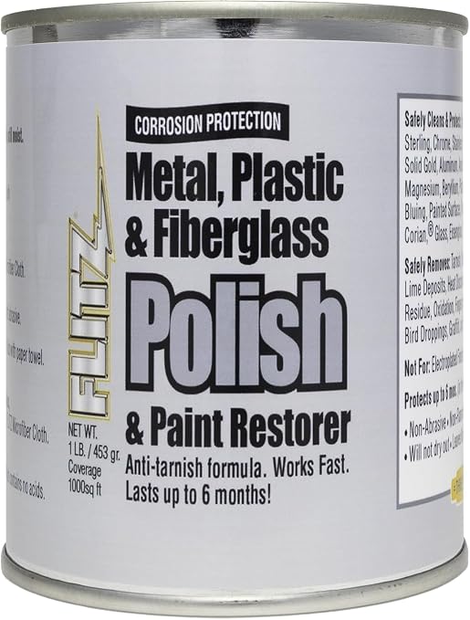 Flitz Metal Polish Paste - 1lb Can of USA-Made Polish for Solid Chrome, Stainless Steel, Aluminum- Non-Abrasive for Light Oxidation - Requires Manual Buffing - Not for Plated/Coated Surfaces (1 Pack)