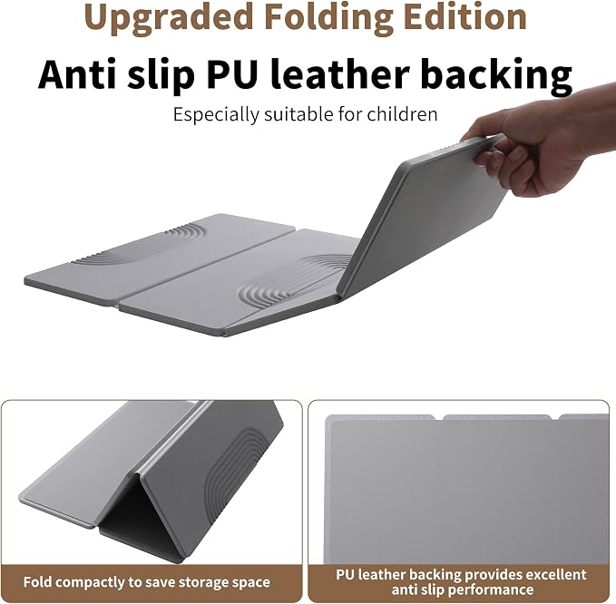 Foldable Stone Dish Drying Mat for Kitchen Counter, Diatomaceous Earth Drying Mat with Non-Slip Backing, Heat Resistant Multifunctional Mat for Kitchen & Bathroom, Instant water absorption-(24"×16")