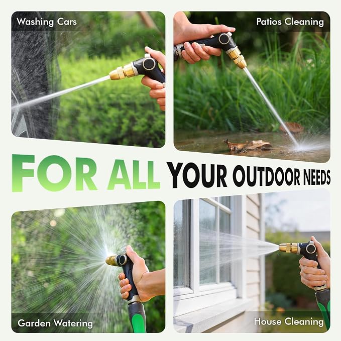 RESTMO Garden Hose Nozzle, Heavy Duty Water Hose Sprayer for Outdoor | Zinc Alloy Metal, Thumb Control, Precise Flow, Adjustable Spray Patterns, Leak-proof, Ideal for Lawn & Plant & Car, Black