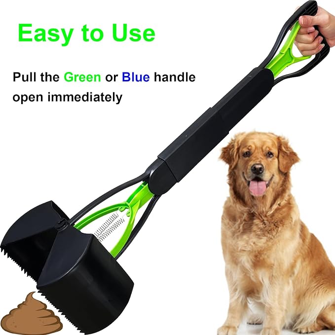 ienjoyed 2-Pack Pooper Scooper for Large Small Dogs Heavy Duty, 28" Long Handle Poop Scoop for Yard, Grass, Gravel, Dog Poop Grabber with High Strength Material and Durable Spring