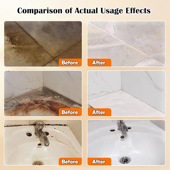 Tile & Grout Cleaner Paste, Bathroom Cleaner Fast Acting Non Toxic Cleaning Paste for Shower Tile, Ceramic, Granite, Porcelain, Marble Floor, Appliances & Fixtures, Removes Old Stains-250g