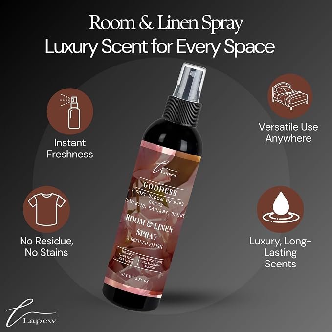 Lapew Room & Linen Spray | Fragrance Mist for Home, Car & Office | Fabric & Air Freshener | Neutralizing Mist | Made in USA | Goddess