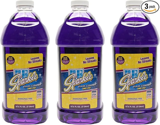 Sparkle Ammonia-Free Glass Cleaner Refill, Heavy Duty Streak-Free Window & Mirror Cleaner Spray, Original Formula, 2L Bottle (Pack of 1)
