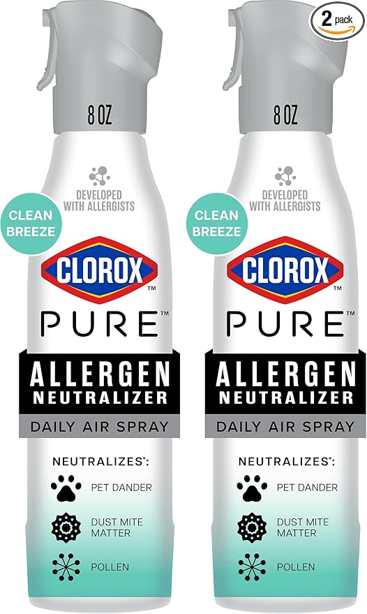 Clorox PURE Allergen Neutralizer Daily Air Spray, Clean Breeze, 8 Ounces (Pack of 2)