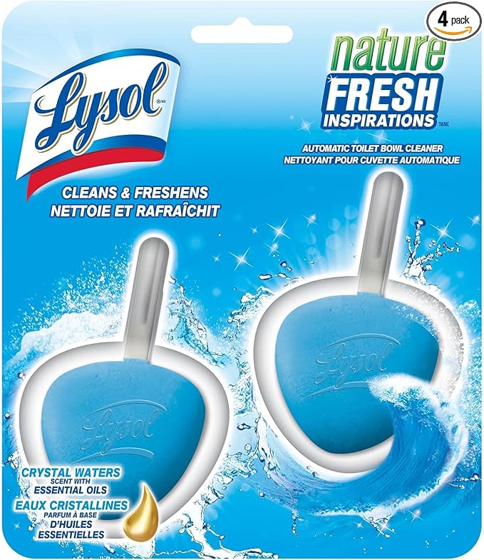Lysol Automatic In-The-Bowl Toilet Cleaner, Cleans and Freshens Toilet Bowl, Atlantic Fresh Scent, 8 Count (Pack of 4)