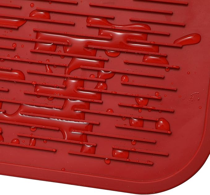 MicoYang Silicone Dish Drying Mat for Multiple Usage,Easy clean,Eco-friendly,Heat-resistant Silicone Mat for Kitchen Counter or Sink,Refrigerator or Drawer Liner Red 5XL 36inches x 18inches