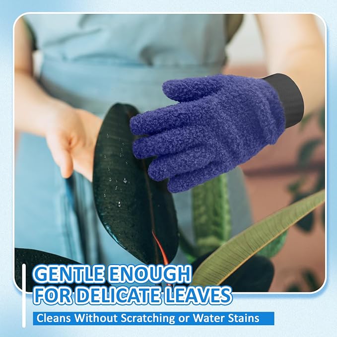 MIG4U 4 Pairs Microfiber Gloves - Dusting Gloves for House Cleaning - Washable Blind Cleaner Duster Tool (Blue/Pink/Gray/Navy,S/M)