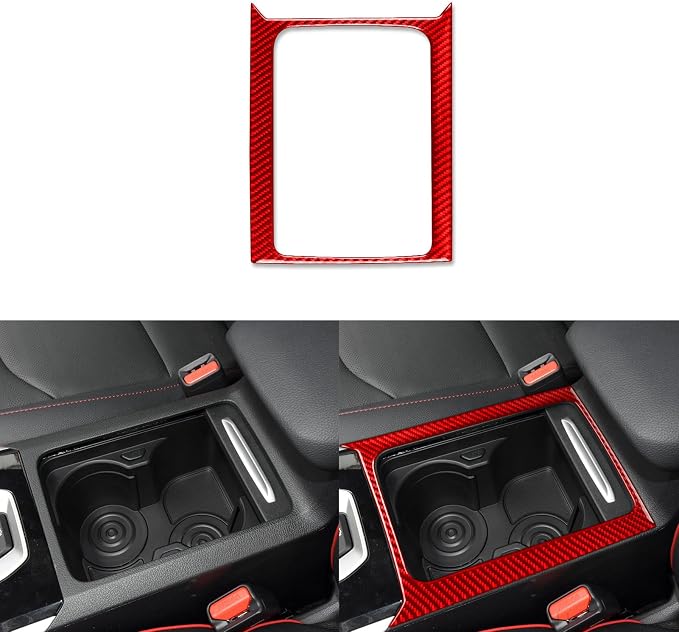 Red Real Carbon Fiber Trim for KIA Forte K3 Accessories | for 2019 2020 2021 2022 2023 2024 Cup Holder Frame Sticker Interior Thick Overlay Decal