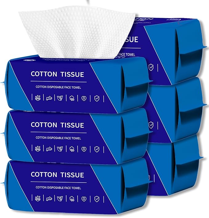 100 Count Face Towels Disposable (6 Pack) | Ultra Thick & Lint-Free disposable washcloths, Ideal for Sensitive Skin, Daily Skincare & Makeup Removal