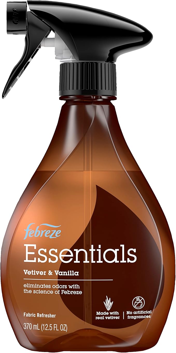 Febreze Fabric Spray, Fabric Refresher Essentials, Odor Eliminator for Strong Odor, Includes Lavender & Eucalyptus Essential Oil, Vetiver & Vanilla Essential Oil, 12.5 Oz (Pack of 3)