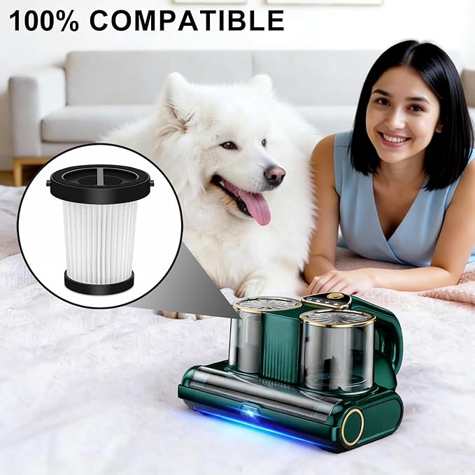 Replacement Filter Compatible with CFBF LW-P1018 Mattress Vacuum Cleaner | 4 Pack High-Efficiency Dust Removal‌ Washable and Reusable Bed Vacuum Cleaner HEPA Filter