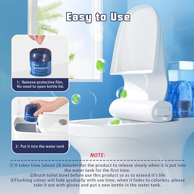 Toilet Bowl Cleaner, Automatic Long Lasting Continuous Toilet Bowl Cleaners, Bathroom Cleaner Prevent Stain Build Up Deep Clean,3 Bottles Septic Safe Toilet Bowl Tablets in Bottle Eucalyptus Scent