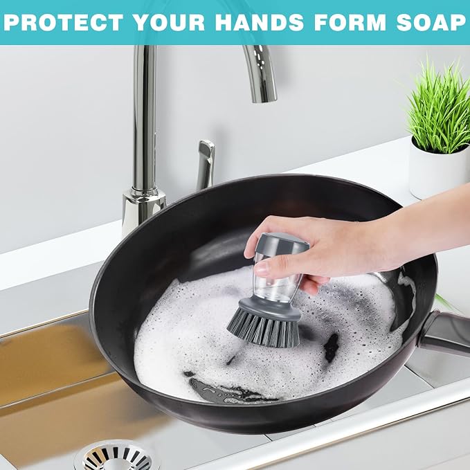 Soap Palm Brush Storage Set, 1 Piece Kitchen Brush with Bracket for Cleaning Pots, Pans and Sinks Scrub Brush Kitchen Scrub Brush