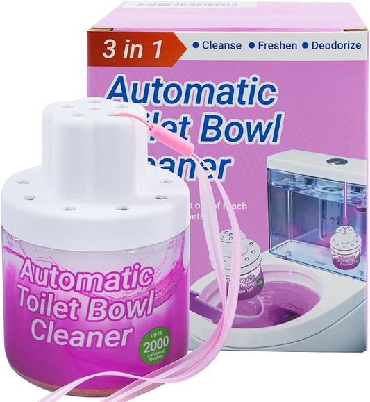 Automatic Toilet Bowl Cleaner - 3 Months Long Lasting Toilet Tank Cleaner, Pink Water Flush Stain Prevention & Deodorizer, Sustained Release with Easy-Lift Rope, Safe for Septic Systems 1 pack