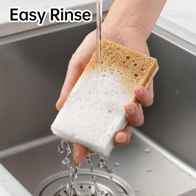 JOYMOOP Textured Clean Sponges, Dual-Sided Non-Scratch Soft Scrub Dish Sponge, Safe for Non-Stick Cookware, Kitchen and Household Cleaning, 12 Pack [Grey & White]
