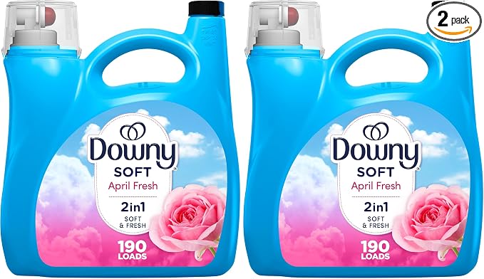 Downy Liquid Fabric Softener,April Fresh 2-in-1 Fresh & Soft,140 Fl Oz,190 Loads,Fabric Conditioner For Freshness And Softness,(Pack of 2)