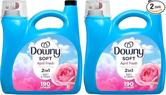 Downy Liquid Fabric Softener,April Fresh 2-in-1 Fresh & Soft,140 Fl Oz,190 Loads,Fabric Conditioner For Freshness And Softness,(Pack of 2)