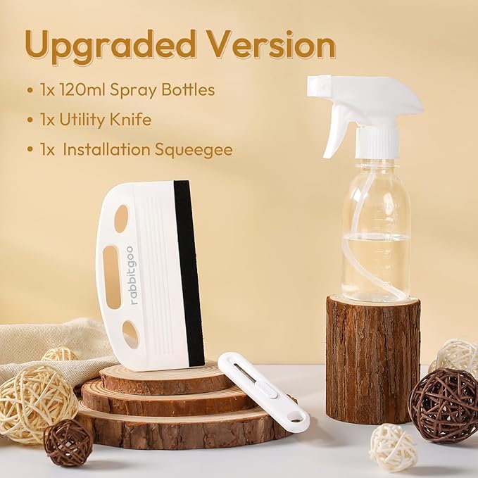 rabbitgoo 3 Pcs Window Film Installation Tools Set, Window Tint Kit, White | Suede Squeegee, Utility Knife, 120ml Spray Bottle, Easy to Apply for Window Tints, Privacy Film and Home Wallpaper