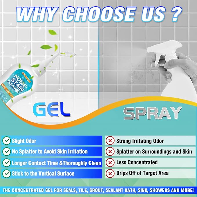 Mold Stain Cleaner Gel, 5.82 Fl oz All-Purpose Gel for Home Use on Washing Machine Gasket, Bathroom Grout, Sink, Shower, Caulk, and Front Loader Seal