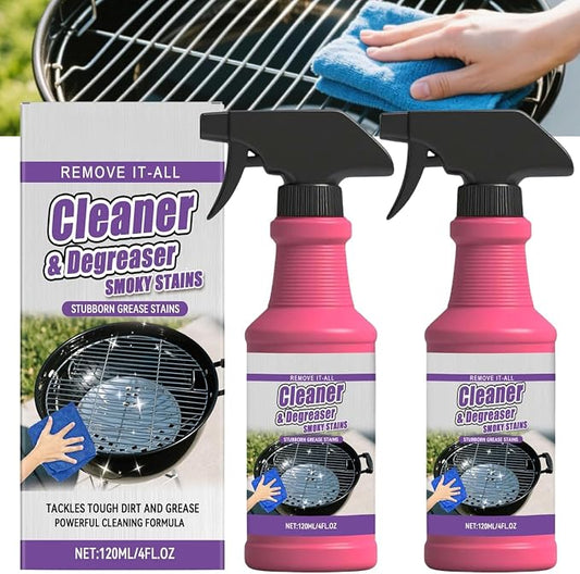 Heavy Duty Grill Grease Destroyer Spray, Professional Grade BBQ Cleaner, Multi-Purpose Grease Remover for Oven, Stove, Air Fryer, Outdoor Grill, Burnt Food & Grease, Powerful Kitchen Degreaser (2 PCS)
