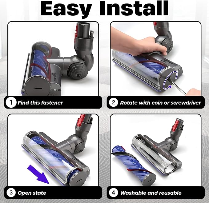for Dyson V7 V8 V10 V11 V15 Vacuum Head Replacement Part with Upgrade Anti-Tangle & Power Suction- Motorized Brush Head Vacuum Attachment for Hard Floors, Wood Floors & Low/Medium Carpets