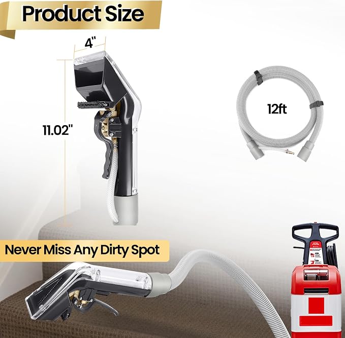 【Upgrade】Universal Upholstery Attachment with 12-FT Hose,Compatible with Rug Doctor Mighty Pro,X3,Wide Track Carpet Cleaner,Clean Carpet,Stair, Mattresse,Remove Dirt and Odor,2-Year Warranty