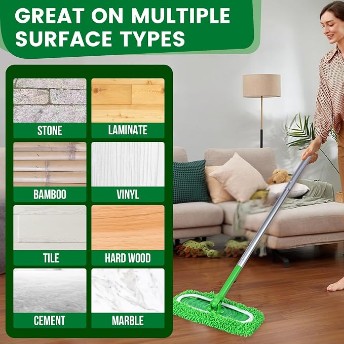 15Pcs Reusable Microfiber Mop Pads Compatible with Sweeper Mop, Replacement Wet Mopping pad Refills & Washable Dry Sweeping Cloths for Surface/Hardwood Floor Cleaning