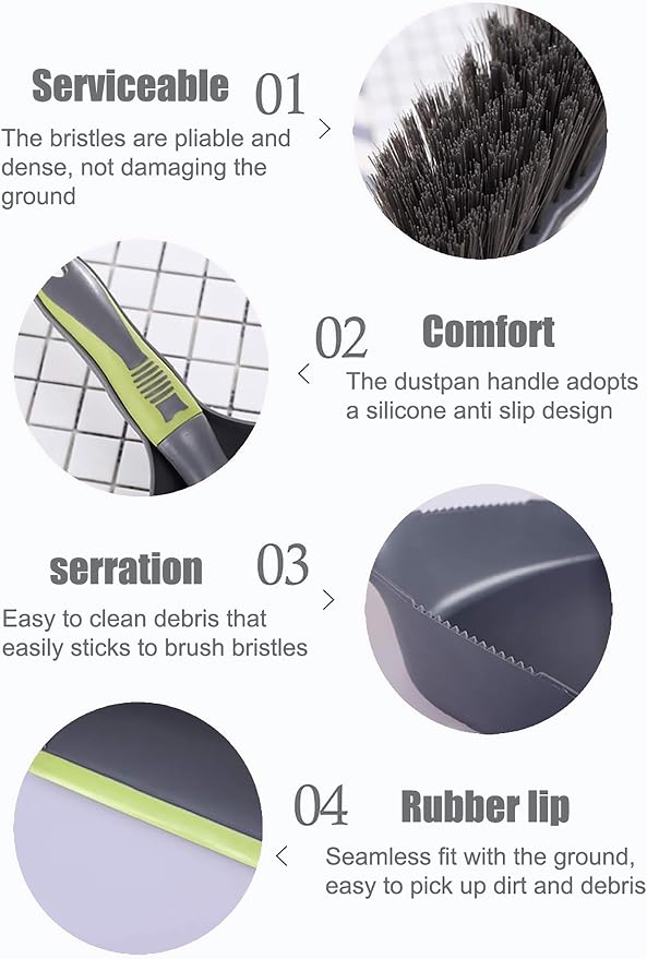 WDDBHSKN Dust pan Broom Dustpan Brush - Dust Pans with Brush, Dustpan and Brush Set, Handheld Broom and Dustpan Set are Used to Clean Kitchens, Floors, Tables, and Animal Cages.