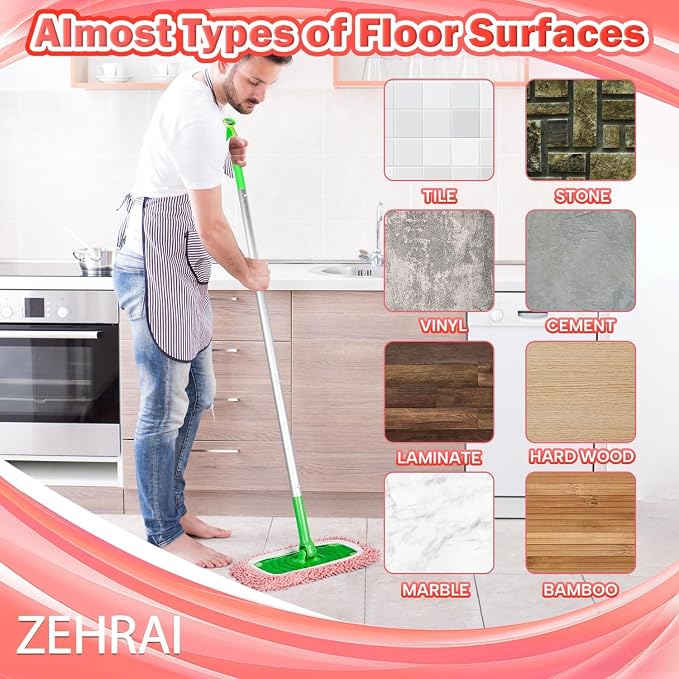 6Pcs Reusable Microfiber Mop Pads Compatible with Swiffer Sweeper, Wet and Dry Flat mop Cover, Replacement Sweeping Mopping pad Refills for Surface/Hardwood Floor Cleaning