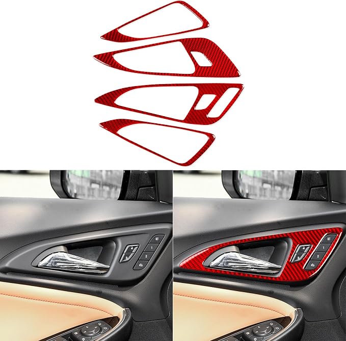 Real Carbon Fiber Trim for Chevy Malibu 9th Gen Accessories | for 2016-2024 Inner Door Bowl Handle Pull Cover Sticker Interior Thick Overlay Decal