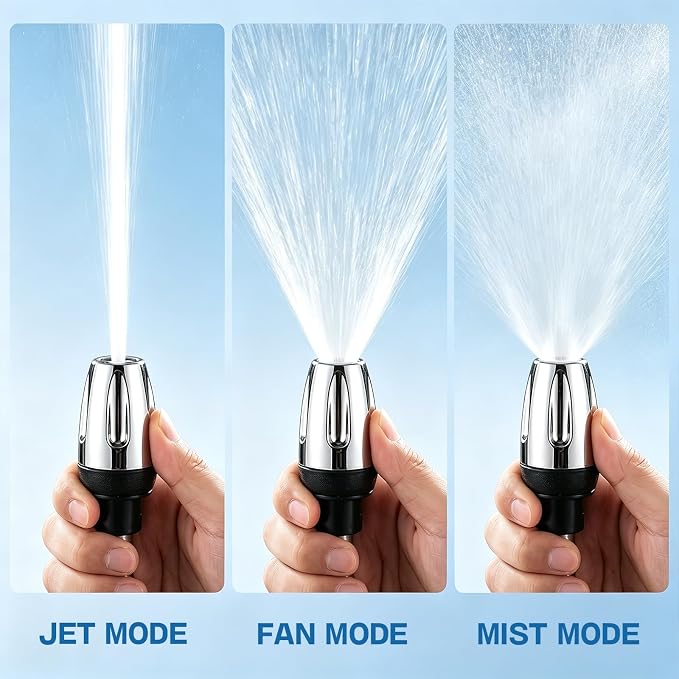 Jetterix High Pressure Water Jet Nozzle, Pressure Washer Gun with 360° Rotating Head, 3 Adjustable Spray Modes Power Washer Nozzle for 3/4" Garden Hose, Suitable for Car Yard Patio Pets Washing (A)