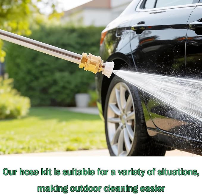 2026 Upgraded Jet Nozzle Power Washer for Garden Hose Cleaning Wand Set | with 3 Interchangeable Nozzles for Car Washing, Patio Lawn Garden Outdoor Cleaning，Dark Black