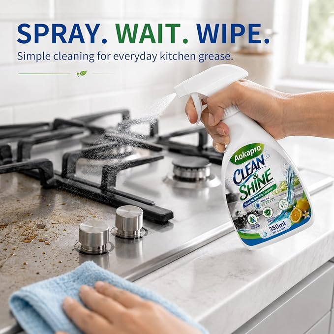 Kitchen All Purpose Cleaner and Degreaser, Oven and Stove Top Cleaner | Greasekiller Spray, 12.5oz for Kitchen Cleaner, Oil Stain Remover for Countertops, Ovens, Appliances, BBQ, Lemon,Ready to Use