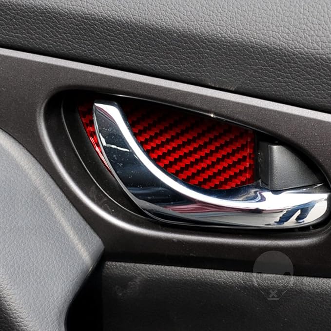 Red Real Carbon Fiber Trim for Nissan Rogue Accessories | for 2014-2020 / Rogue Sport 2017-2022 Inner Door Bowl Cover Sticker Interior Thick Overlay Decal