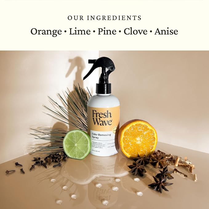 Fresh Wave Orange Room and Fabric Air Freshener Spray, 2-Pk, 8 oz | Plant-based formula, Pet-safe and people-safe, Fabric and room deodorizer , For upholstery, carpets, shoes, and pet bedding