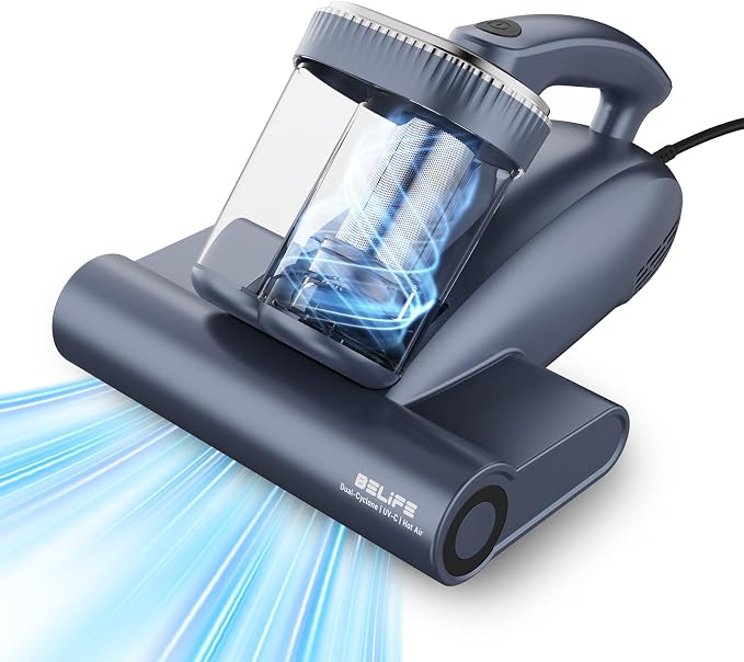 Belife M11 Mattress Vacuum Cleaner with UV & Hot Air for Deep Cleaning | 18Kpa 550W Bed Vacuum with HEPA Filter, Powerful Strong Suction Handheld Couch Cleaner for Sofa Pillows Dust Pet Hair, Corded