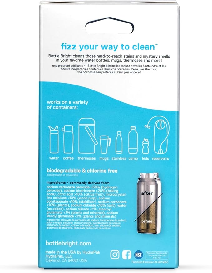 Bottle Bright Cleaning Tablets 12, 36, 78 Count – Water Bottle Cleaner for Stainless Steel, Tumblers, Thermos | Removes Coffee Tea Stains, Eliminates Odors, Easy and Safe Cleaning