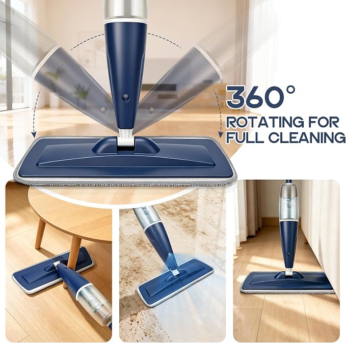 CLDREAM Microfiber Spray Mop for Hardwood Tile Floors Dust Cleaning | 3 Microfiber Washable Pads| 23.6oz Refillable Bottle|Dry Wet Use Mops with Sprayer for Home Kitchen Tile Wood Vinyl Laminate