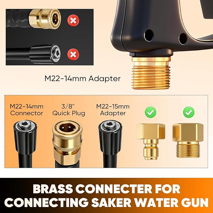 Saker Foam Cannon Dual Connector Accessory for Pressure Washer Kit,with Dual-Purpose Switch Spray Gun,Pressure Washer Gun for Car Washing and Cleaning,5 Color Power Washer Nozzle