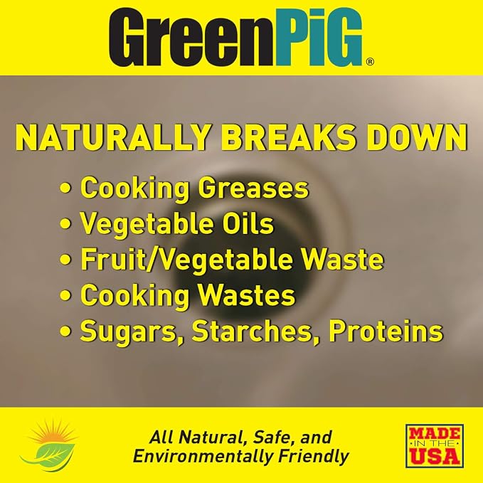 GREEN PIG Garbage Disposal Drain Deodorizer and Odor Eliminator, Destroys Odors, and Breaks Down the Causes for a Fresh, Clean Kitchen Environment