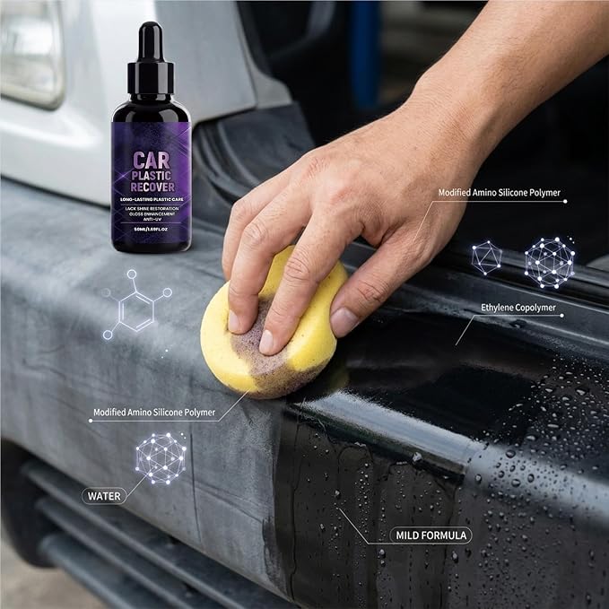 Car Trim Restorer 50ml Long Lasting High Gloss | Dashboard Cleaner Exterior Polishing Kit for Detailing Maintenance Care Restoration Exterior Dashboard Headlight